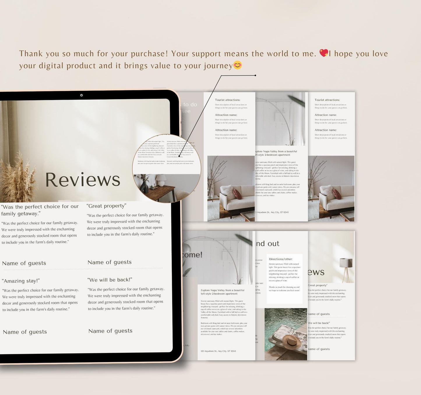 Minimalist Welcome Book Template | Editable Canva Guide for Short-Term Rentals & Vacation Homes