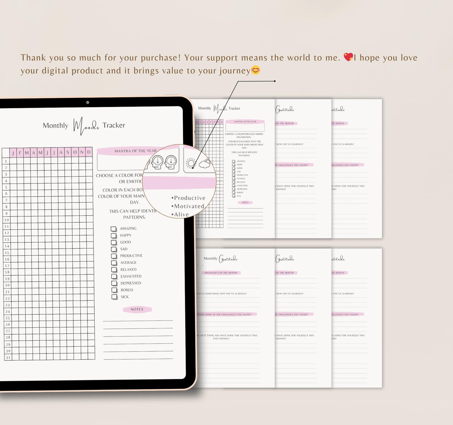 Mood Tracker Journal | Mental Health Log, Anxiety Tracker & Self-Care Diary PDF Download
