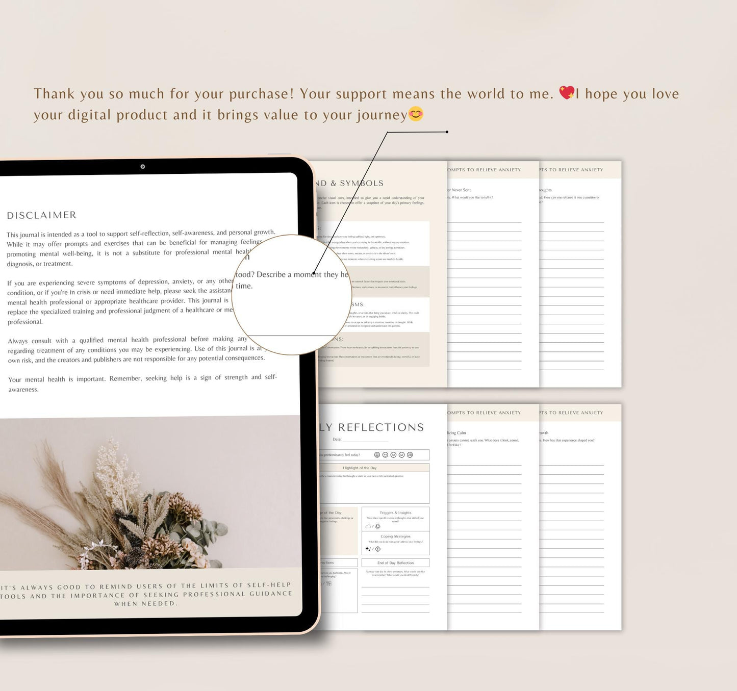 Anxiety & Depression Planner | Digital Mental Health Journal, Mood Tracker & Self-Care Workbook PDF