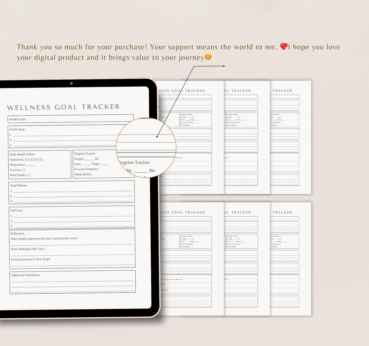 Wellness Goal Tracker | Self-Care, Habit Tracker & Health Planner PDF Download