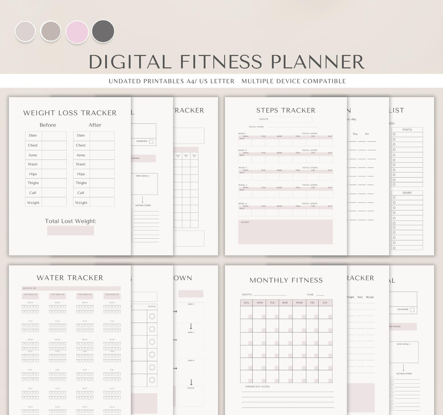 Digital Fitness Planner | Workout Tracker, Meal & Exercise Log, Health & Wellness Journal PDF Download