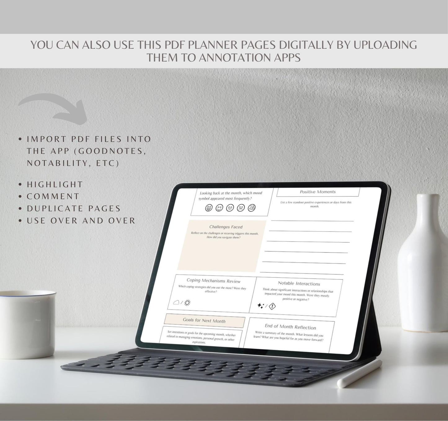 Anxiety & Depression Planner | Digital Mental Health Journal, Mood Tracker & Self-Care Workbook PDF