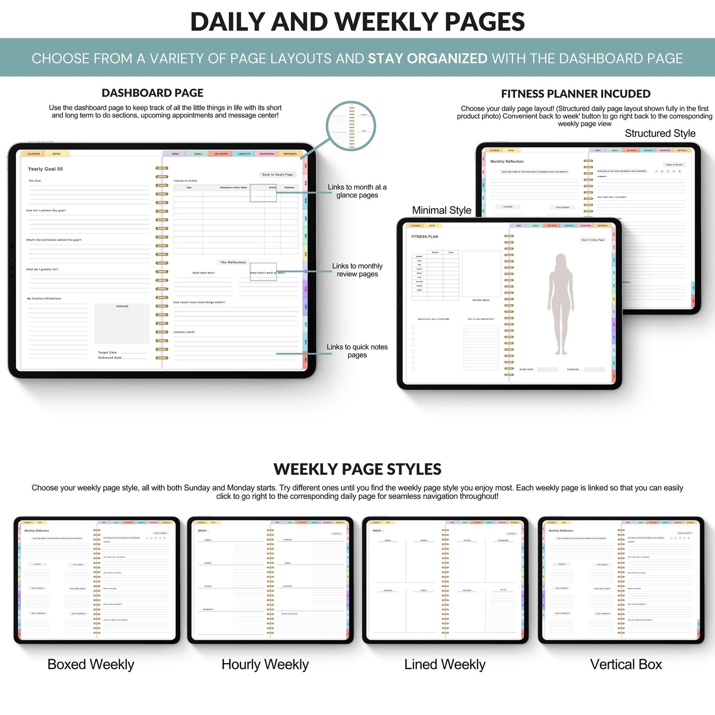 Digital Daily Planner | Hyperlinked Routine & Activities Organizer | Clickable PDF for iPad & GoodNotes