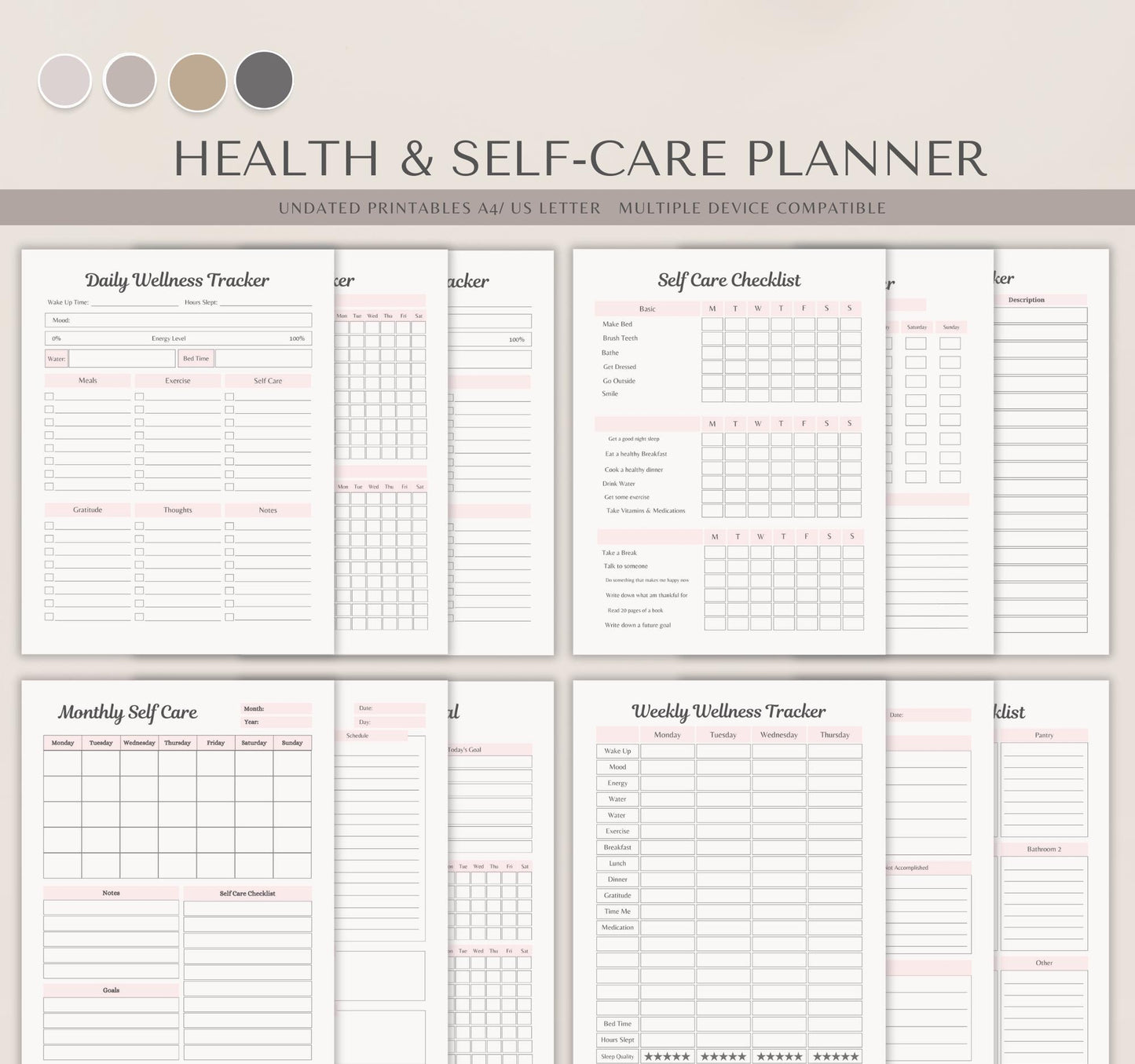 Mental Health & Mood Planner Bundle | Anxiety & Depression Journal, Self-Care Wellness Organizer & Habit Tracker | Digital Download