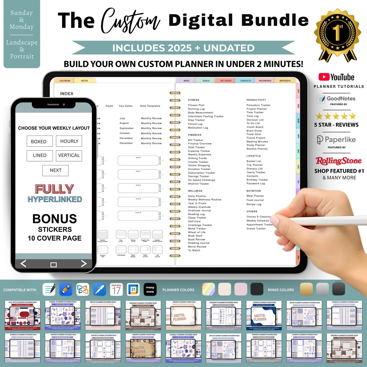 Digital Daily Planner | Hyperlinked Routine & Activities Organizer | Clickable PDF for iPad & GoodNotes