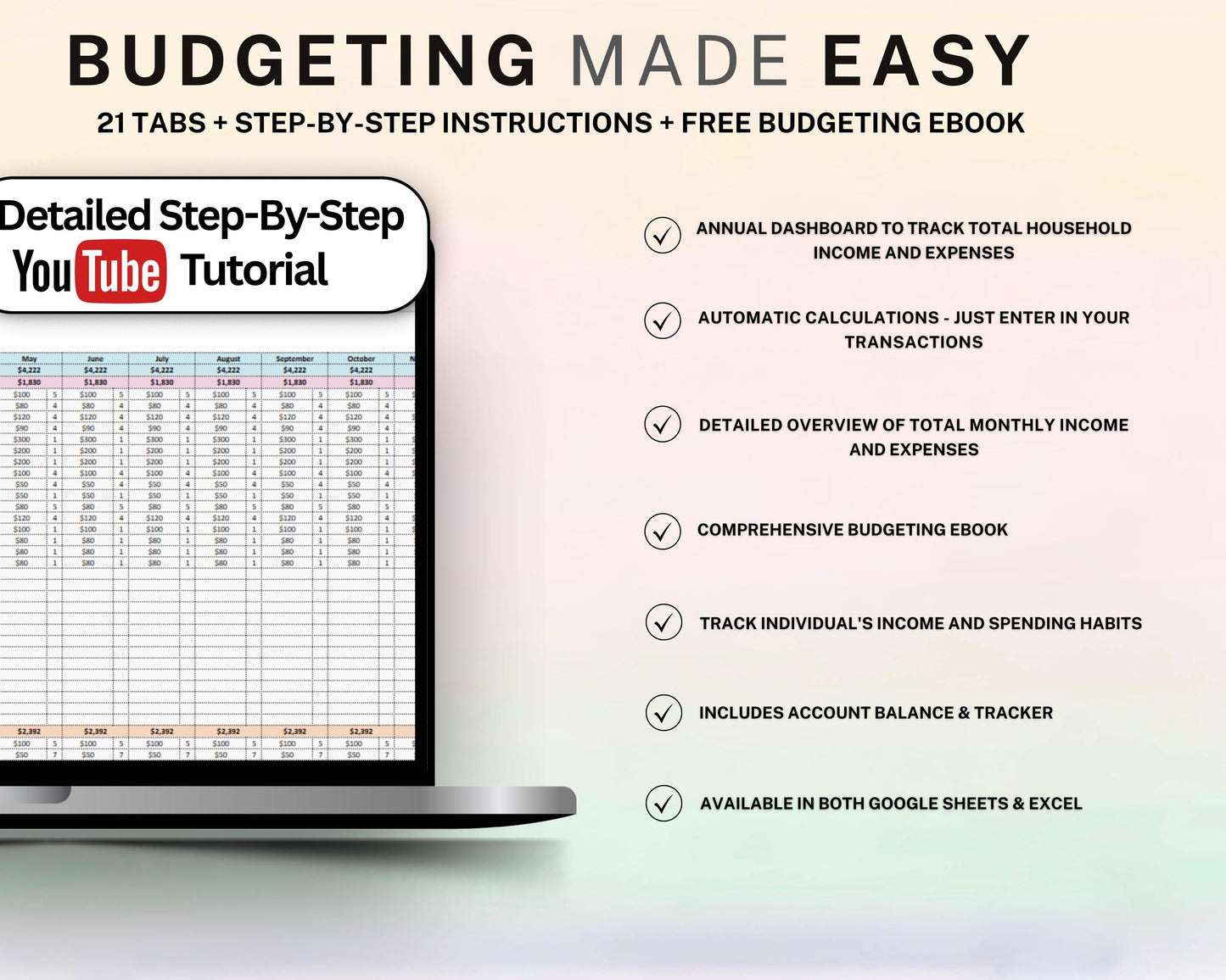 Family & Couple Financial Planner | Budget & Expense Tracker Spreadsheet | Google Sheets Money Organizer