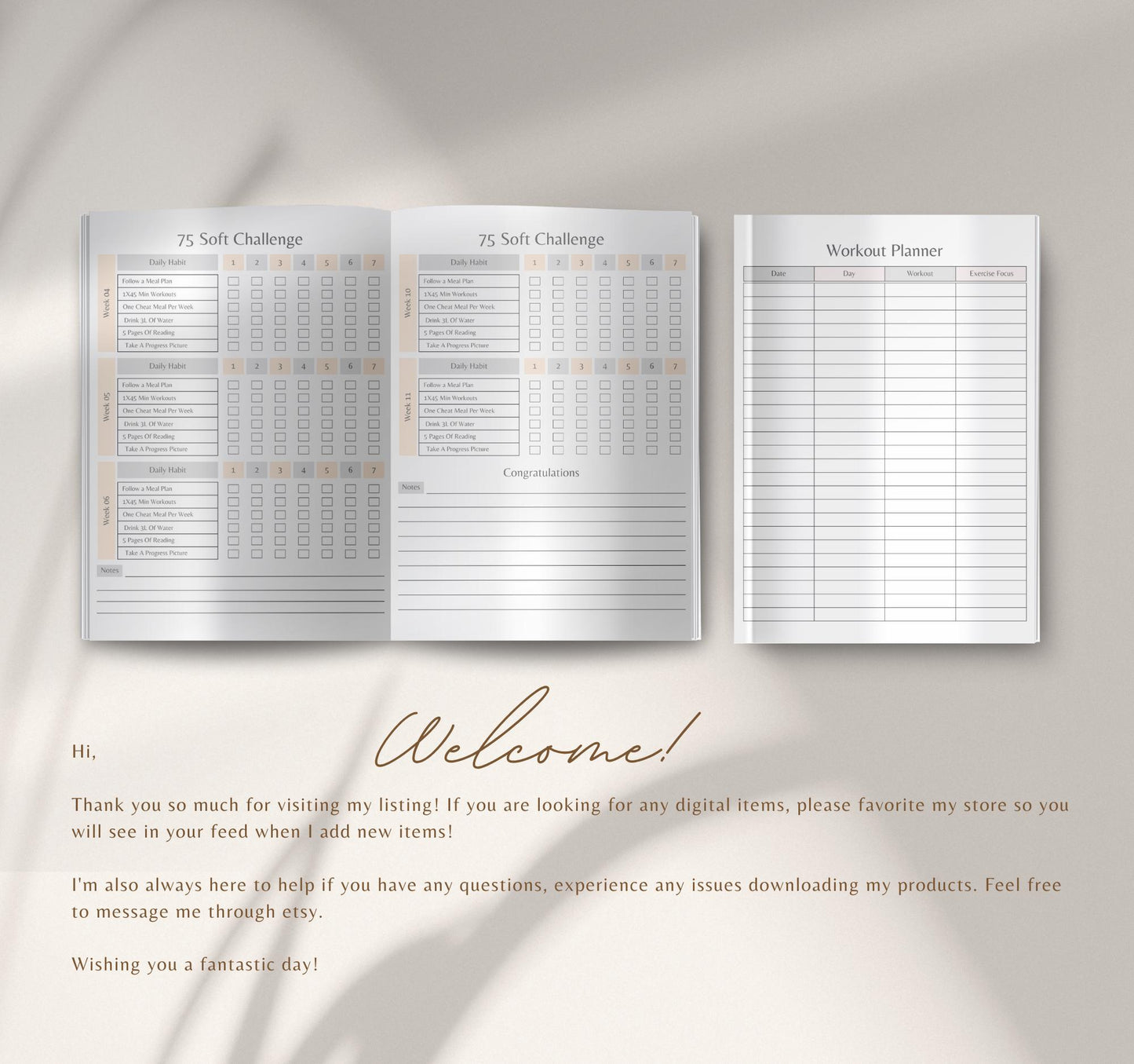 75 Soft Challenge Tracker | Daily Fitness & Wellness Planner, Habit Tracker & Goal Journal PDF Download