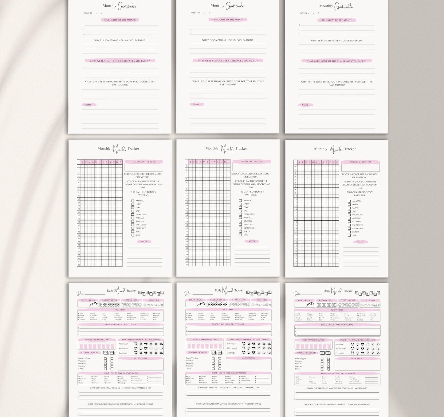 Mood Tracker Journal | Mental Health Log, Anxiety Tracker & Self-Care Diary PDF Download