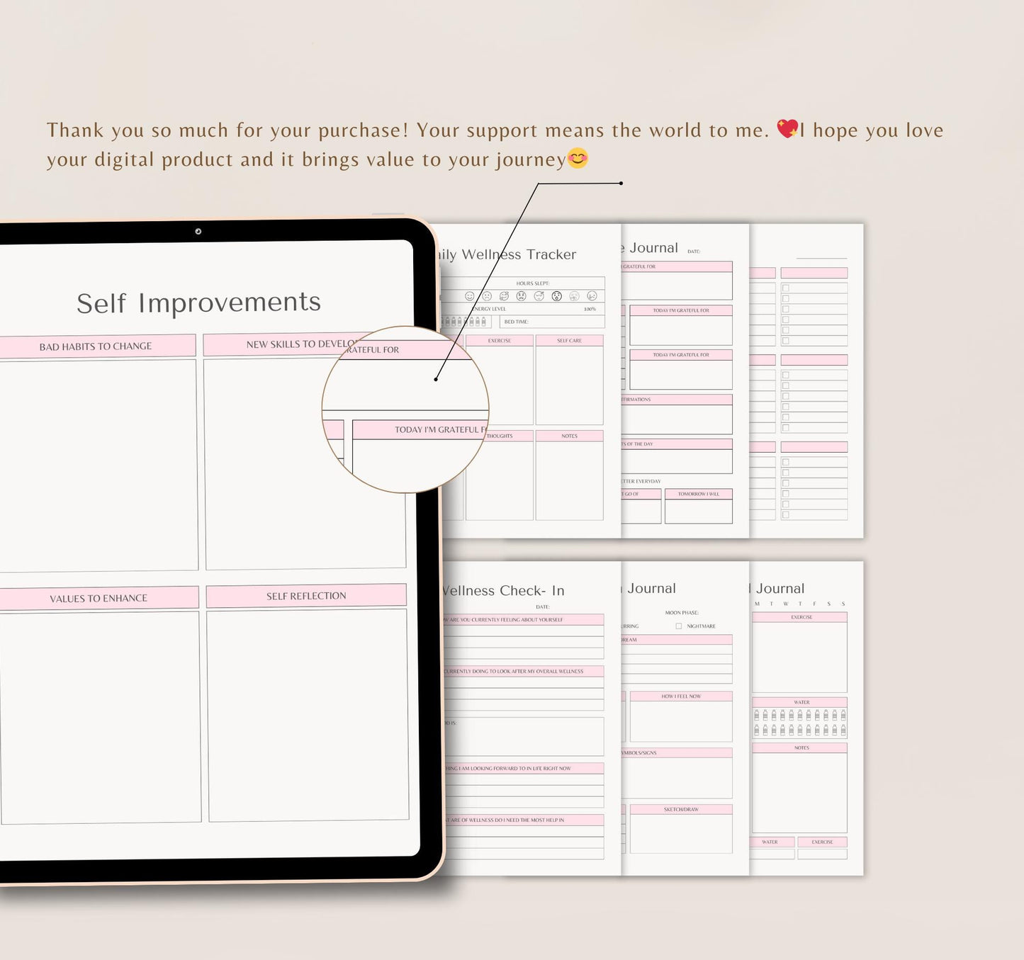 Wellness Planner | Self-Care Journal, Habit Tracker, Mental Health & Fitness Organizer PDF Download