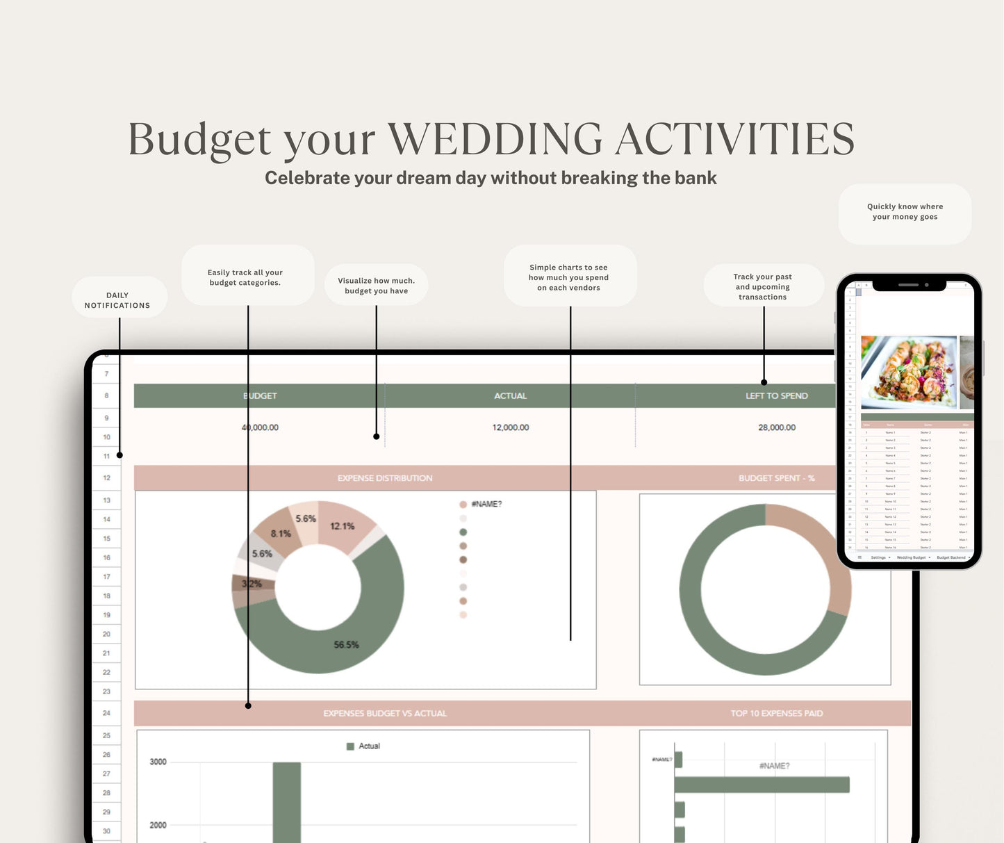 Ultimate Wedding Budget Spreadsheet | Editable Google Sheets & Excel Expense Tracker | Digital Cost Planner