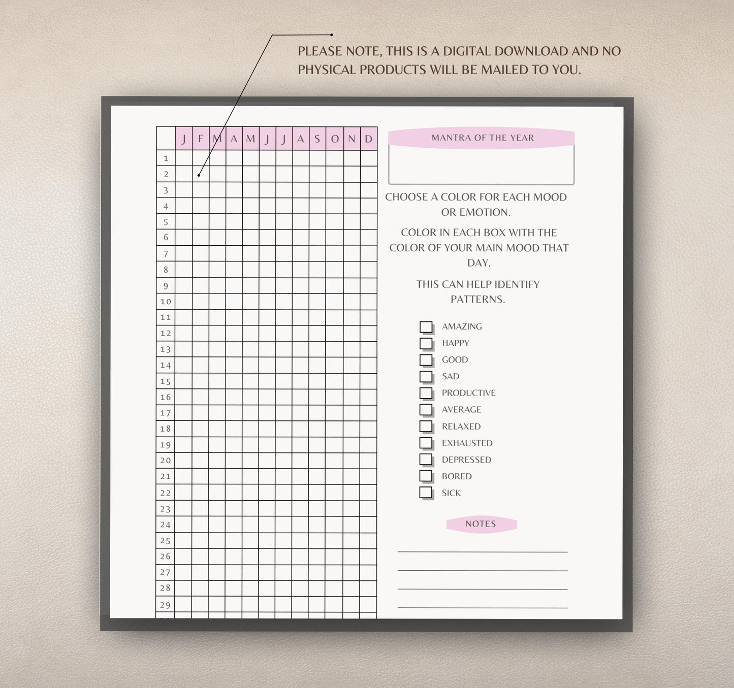Mood Tracker Journal | Mental Health Log, Anxiety Tracker & Self-Care Diary PDF Download