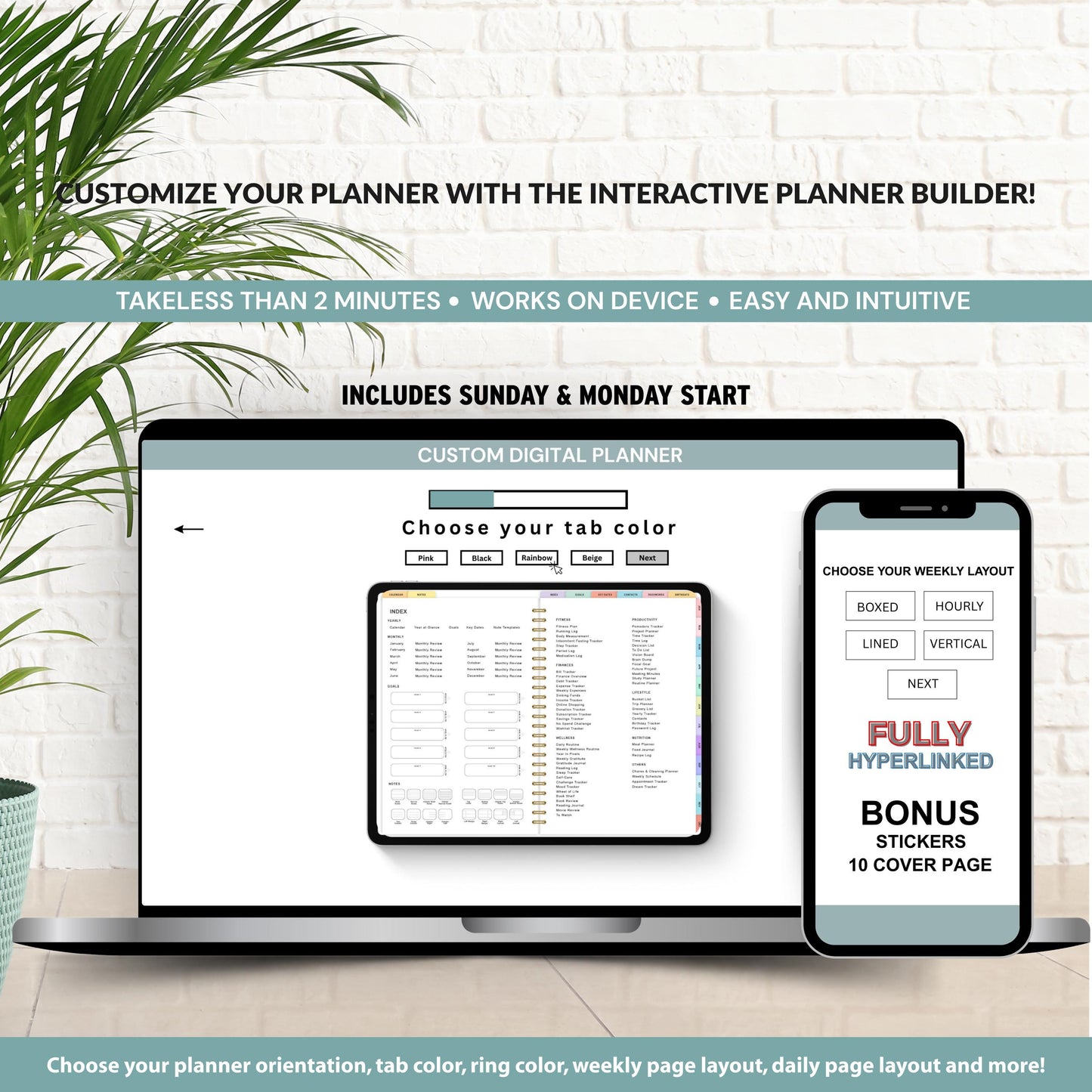 Digital Daily Planner | Hyperlinked Routine & Activities Organizer | Clickable PDF for iPad & GoodNotes