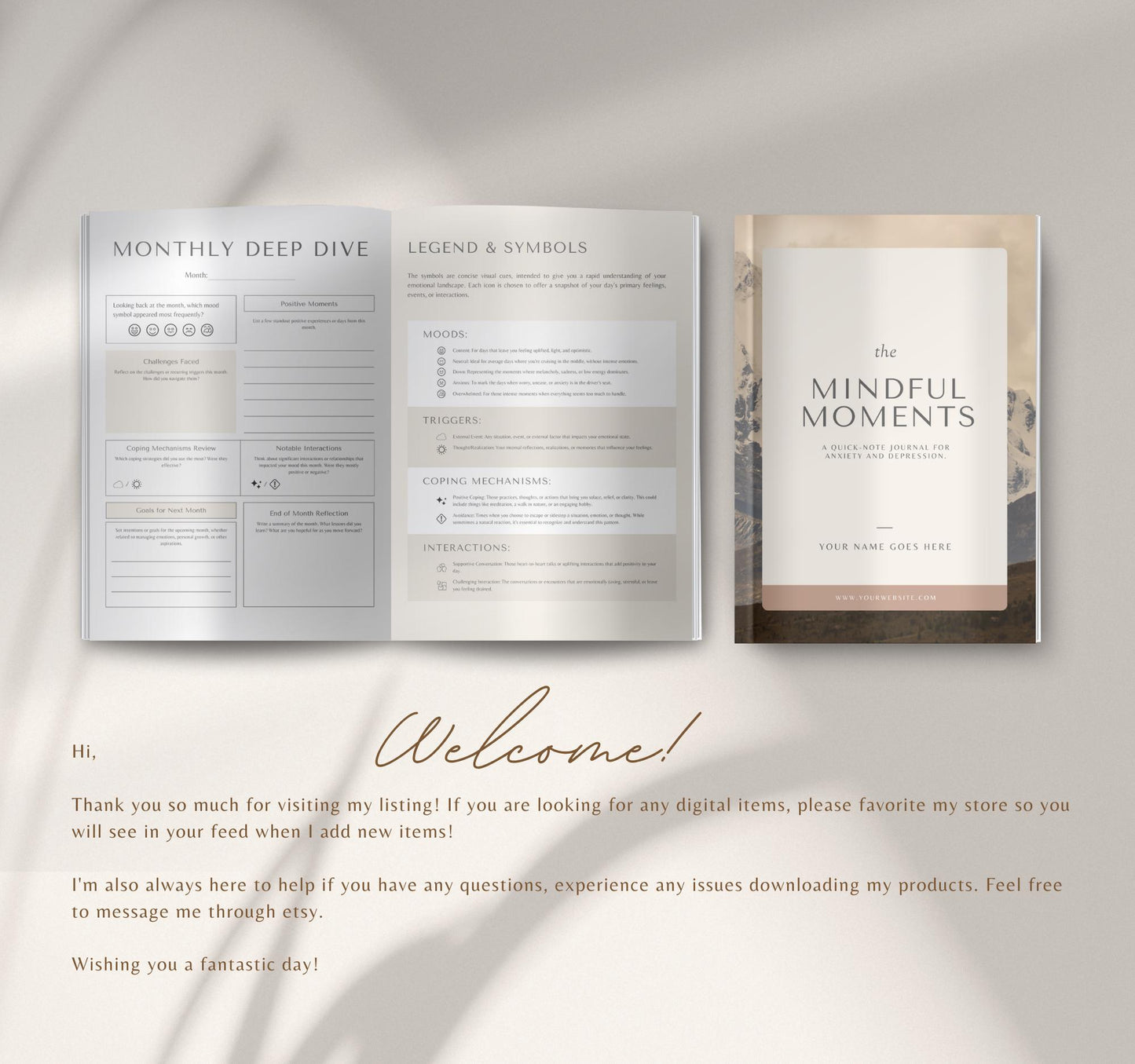 Anxiety & Depression Planner | Digital Mental Health Journal, Mood Tracker & Self-Care Workbook PDF