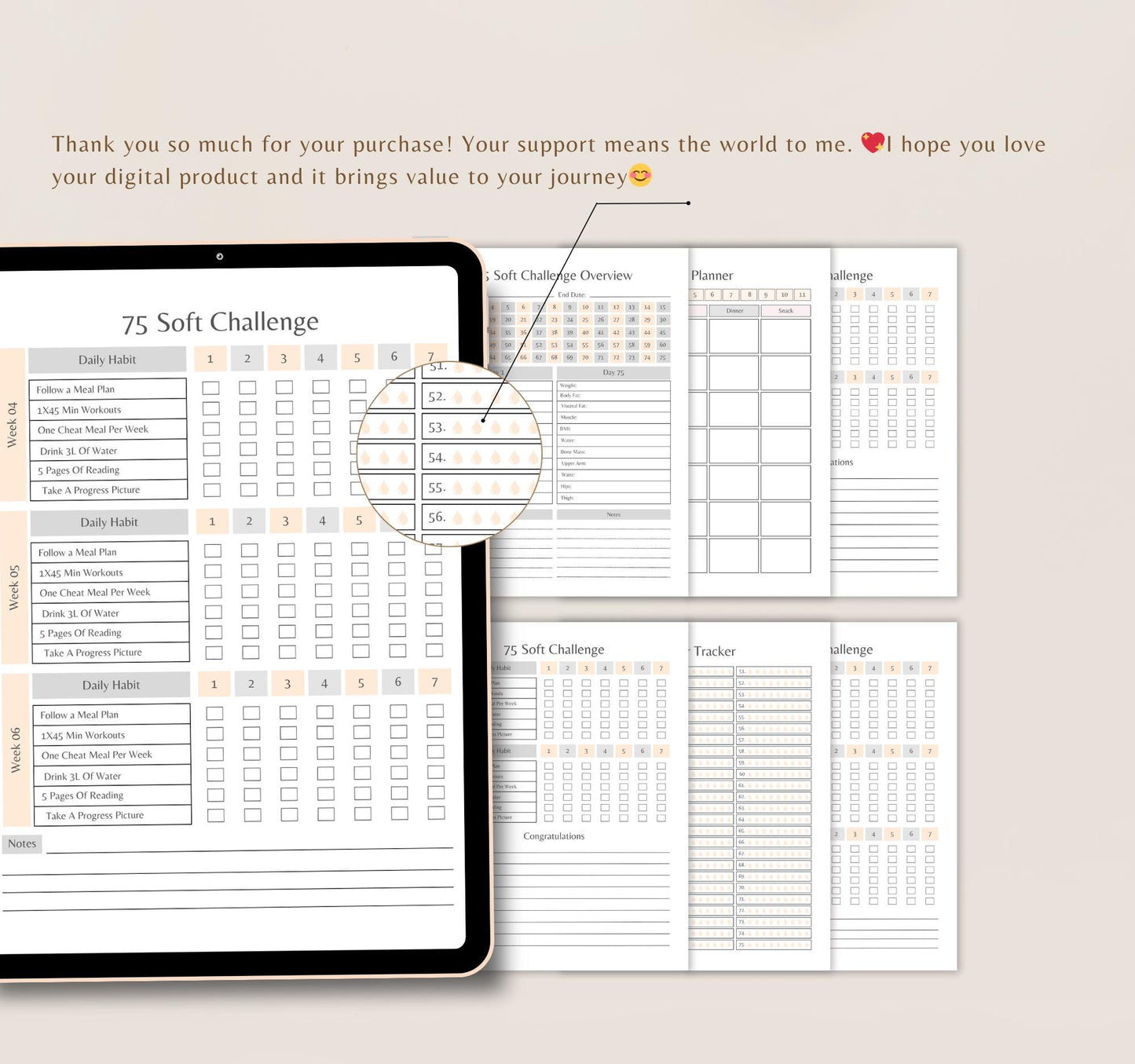 75 Soft Challenge Tracker | Daily Fitness & Wellness Planner, Habit Tracker & Goal Journal PDF Download