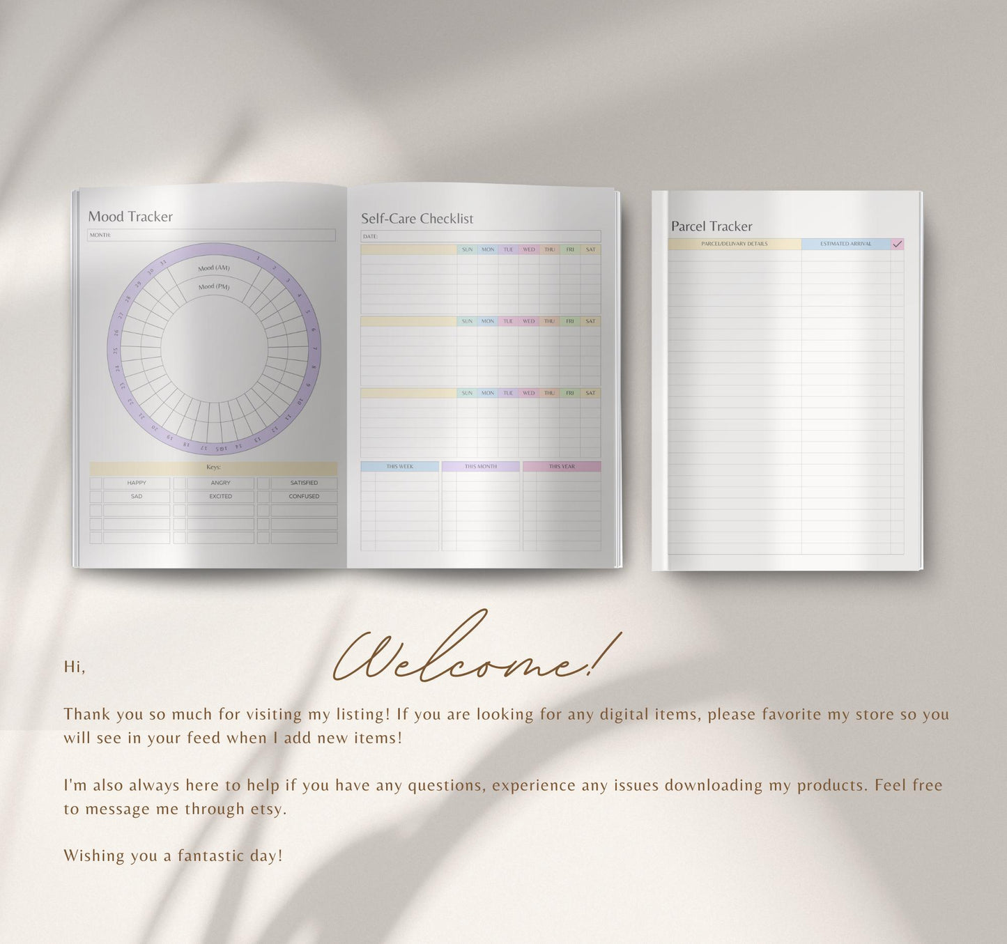 Digital Self-Care Planner | Wellness Journal, Habit Tracker & Mental Health Organizer PDF Download