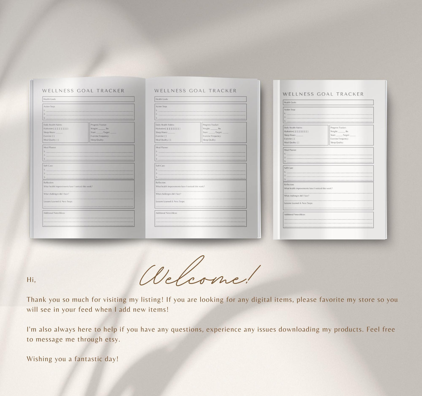 Wellness Goal Tracker | Self-Care, Habit Tracker & Health Planner PDF Download