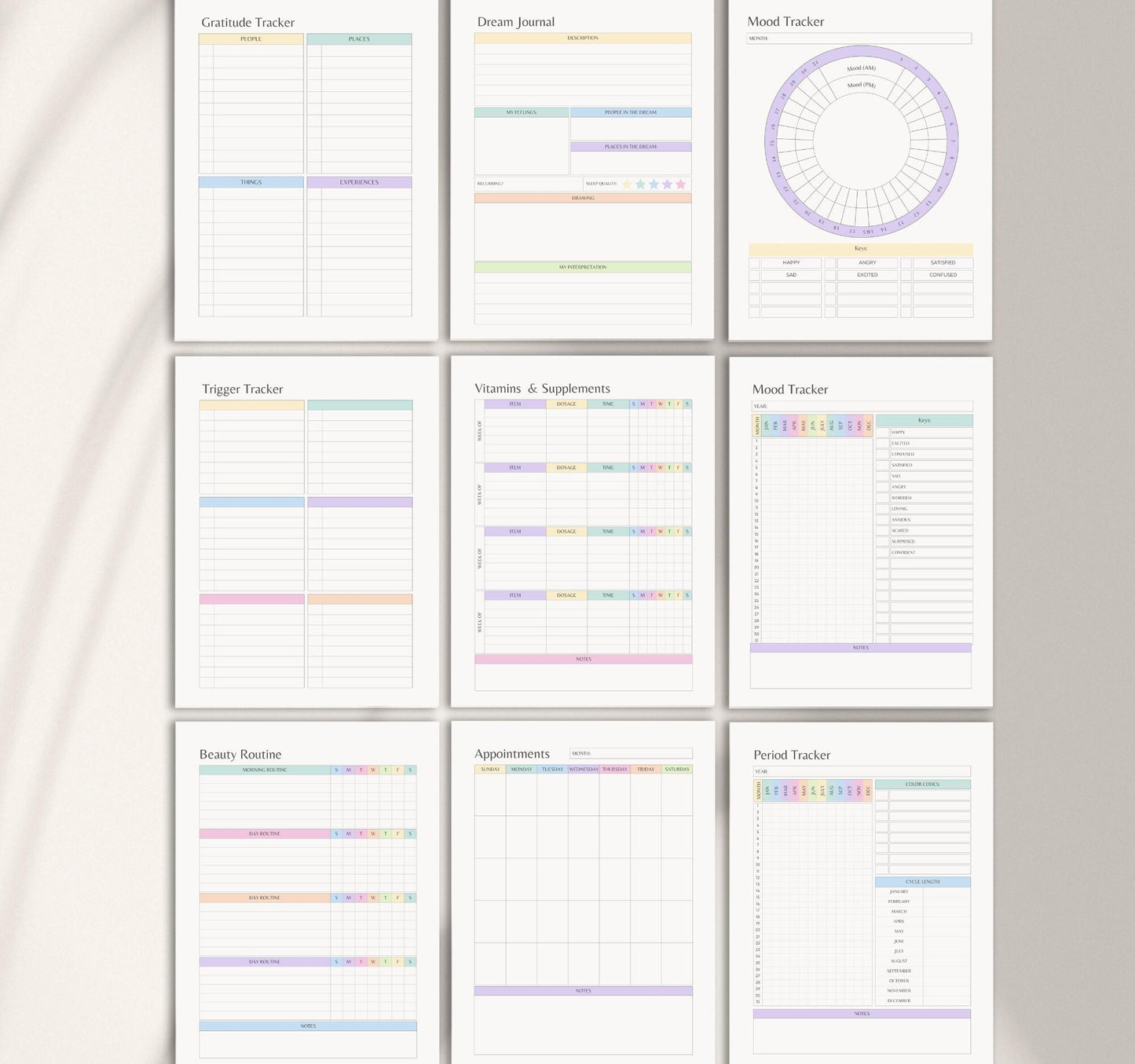 Digital Self-Care Planner | Wellness Journal, Habit Tracker & Mental Health Organizer PDF Download