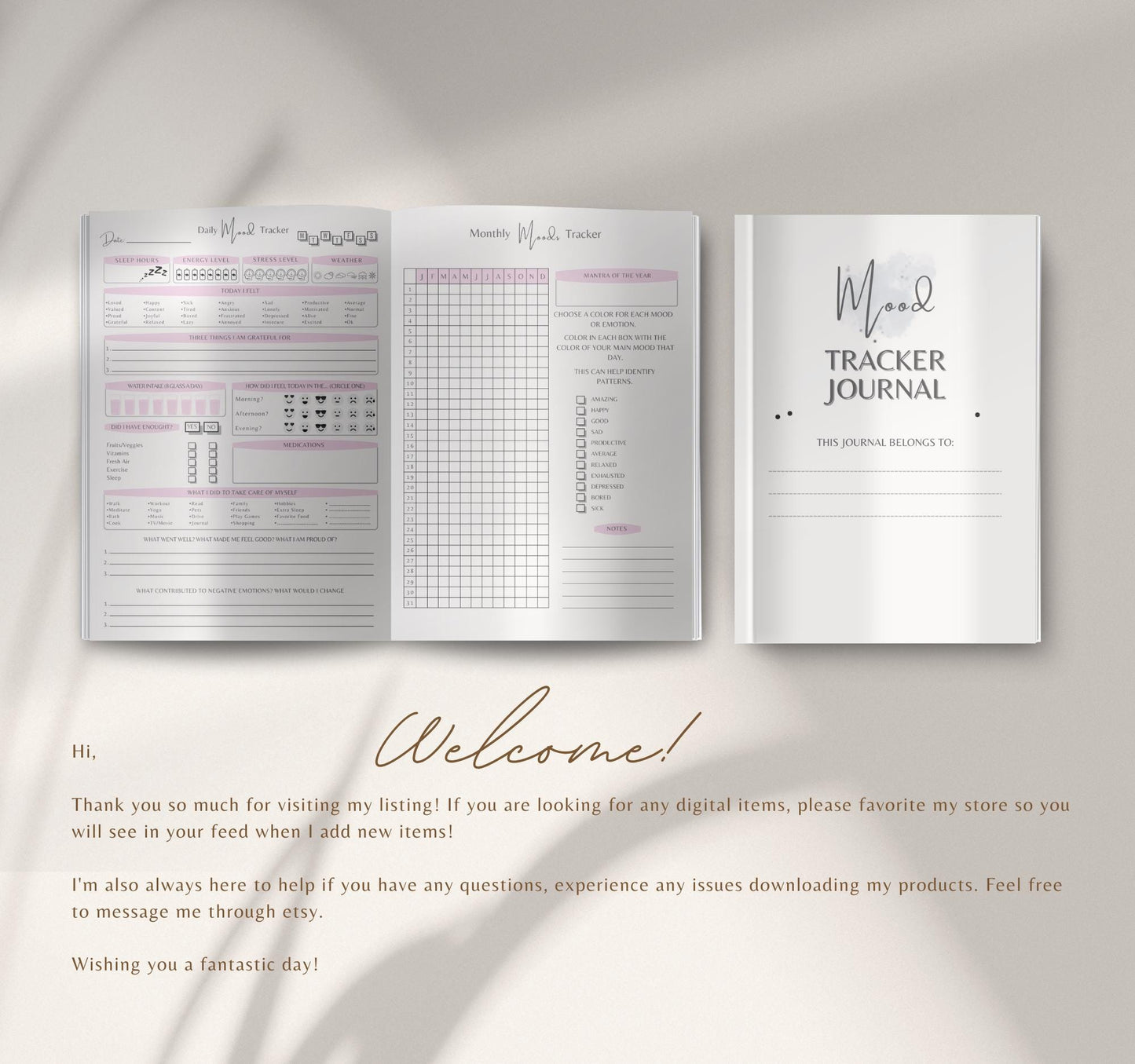 Mood Tracker Journal | Mental Health Log, Anxiety Tracker & Self-Care Diary PDF Download