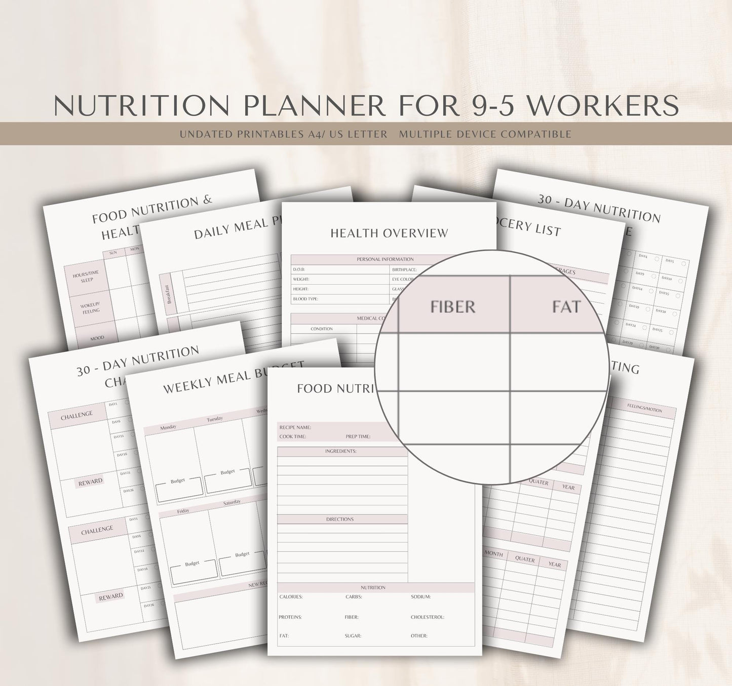 Nutrition Plan for Busy Moms, 9–5 Workers & Vegetarians | Meal Prep Guide & Healthy Eating Planner PDF