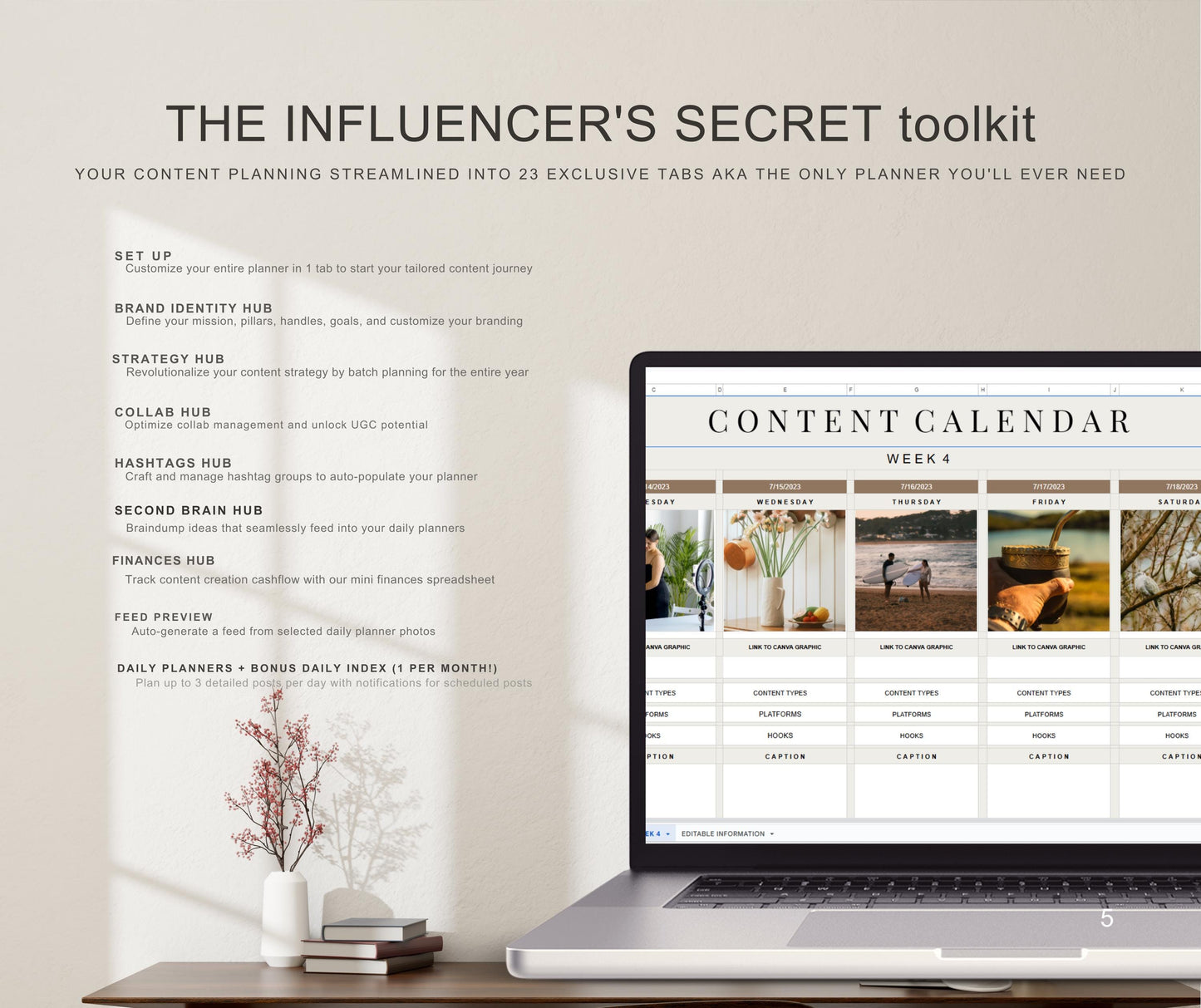 Content Calendar Spreadsheet | Social Media Planner | Editable Google Sheets & Excel Template