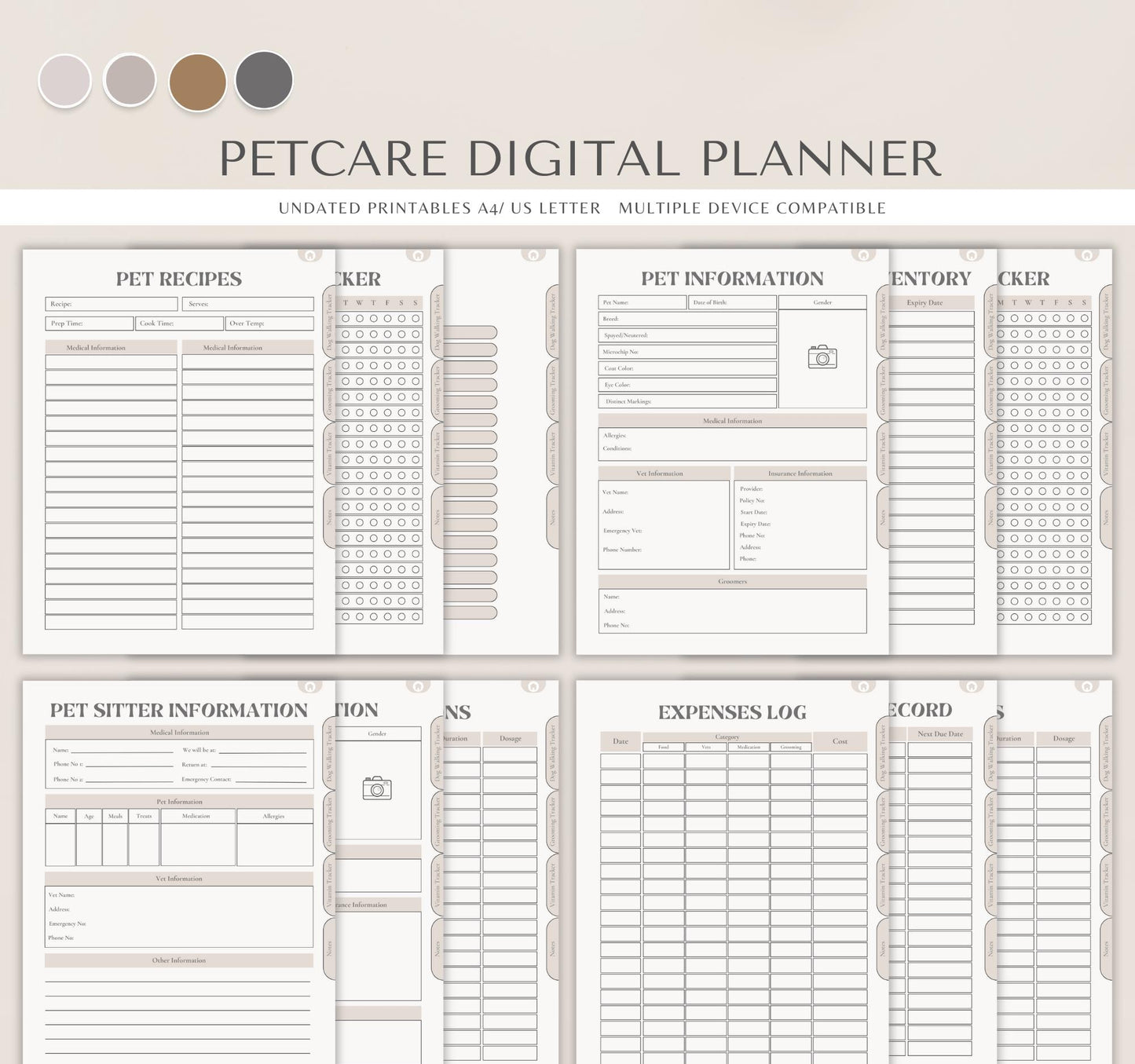 Pet Care Bundle | Dog & Cat Care Planner, Pet Health Journal & Vet Tracker | Printable Digital Download