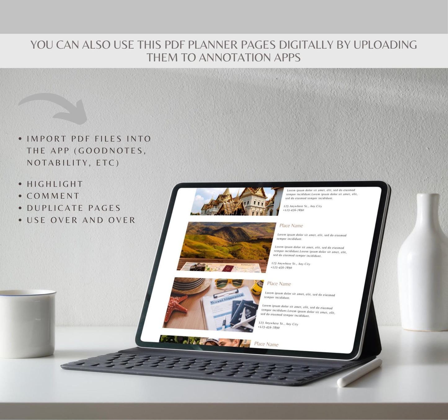 Travel Itinerary Planner | Digital Vacation & Trip Organizer | Editable PDF & Canva Template