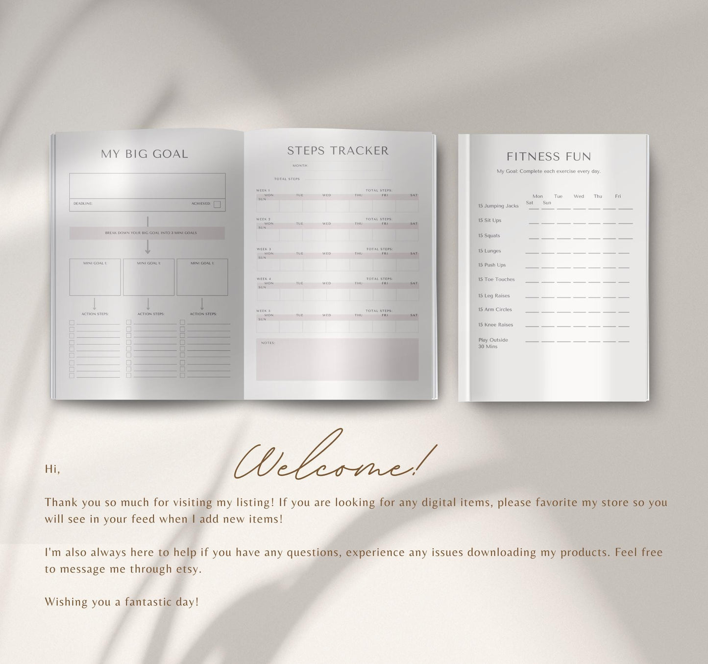 Digital Fitness Planner | Workout Tracker, Meal & Exercise Log, Health & Wellness Journal PDF Download