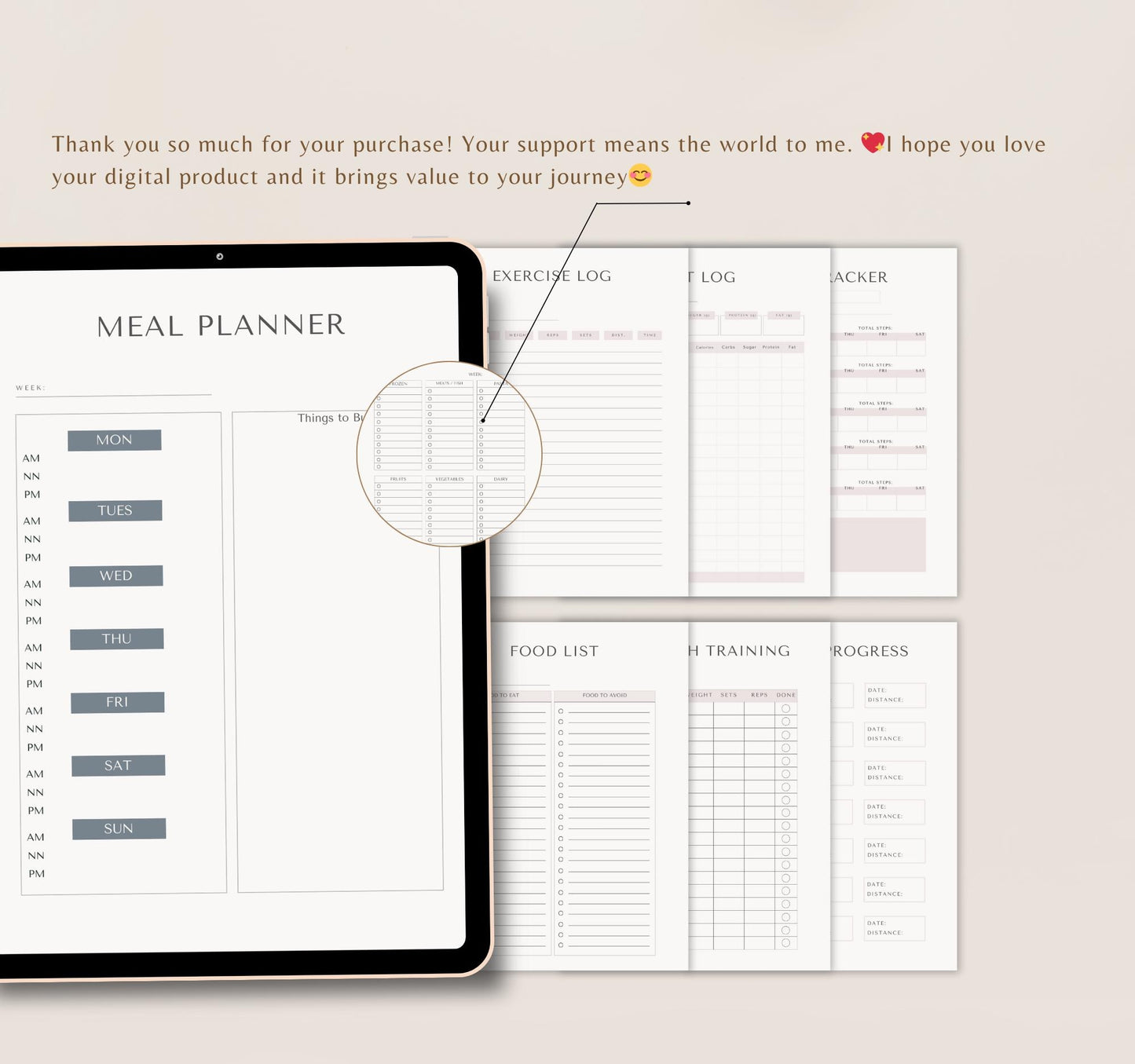 Digital Fitness Planner | Workout Tracker, Meal & Exercise Log, Health & Wellness Journal PDF Download