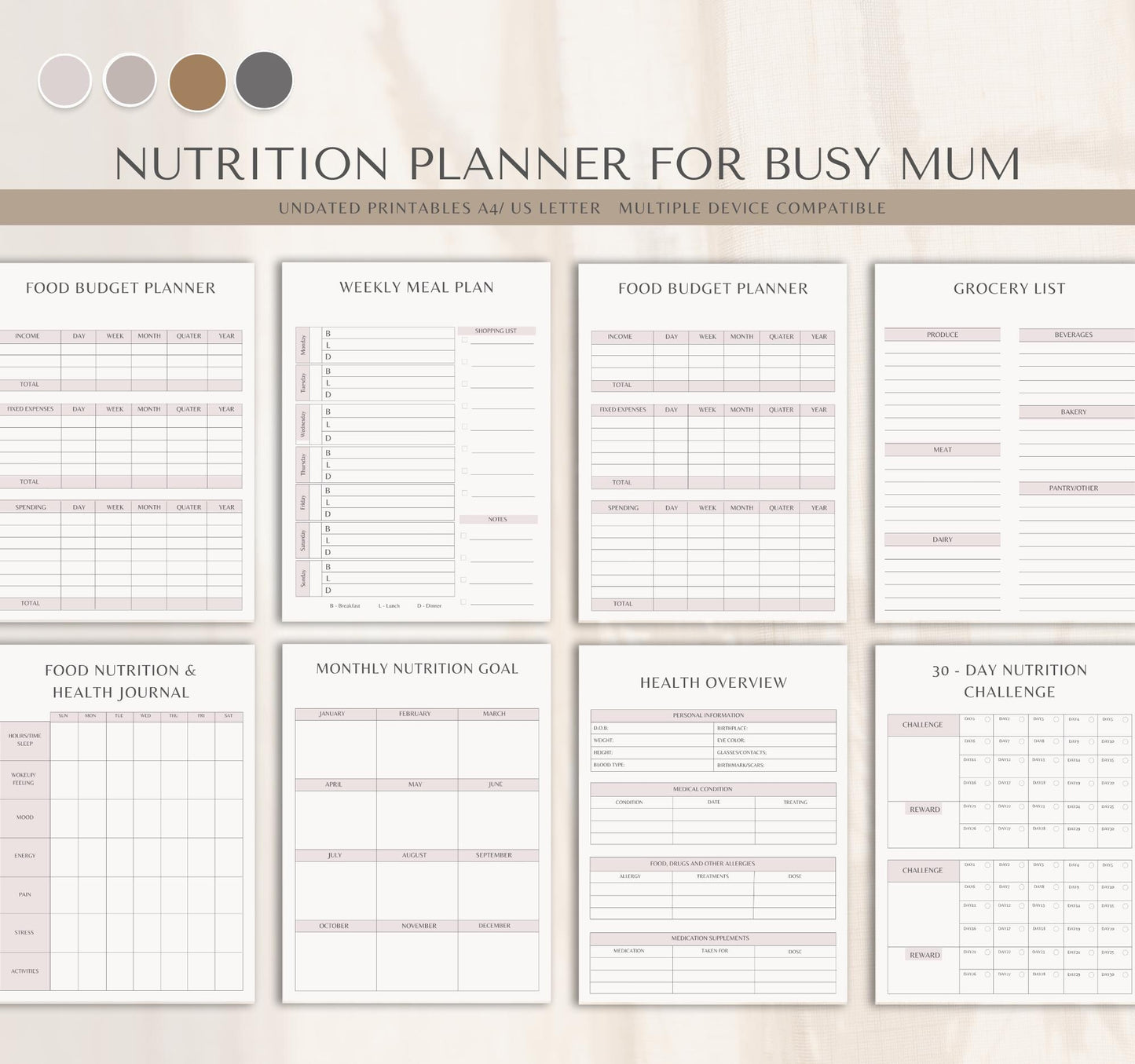 Nutrition Plan for Busy Moms, 9–5 Workers & Vegetarians | Meal Prep Guide & Healthy Eating Planner PDF