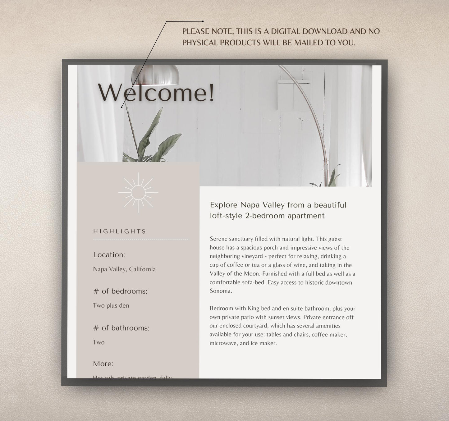 Minimalist Welcome Book Template | Editable Canva Guide for Short-Term Rentals & Vacation Homes