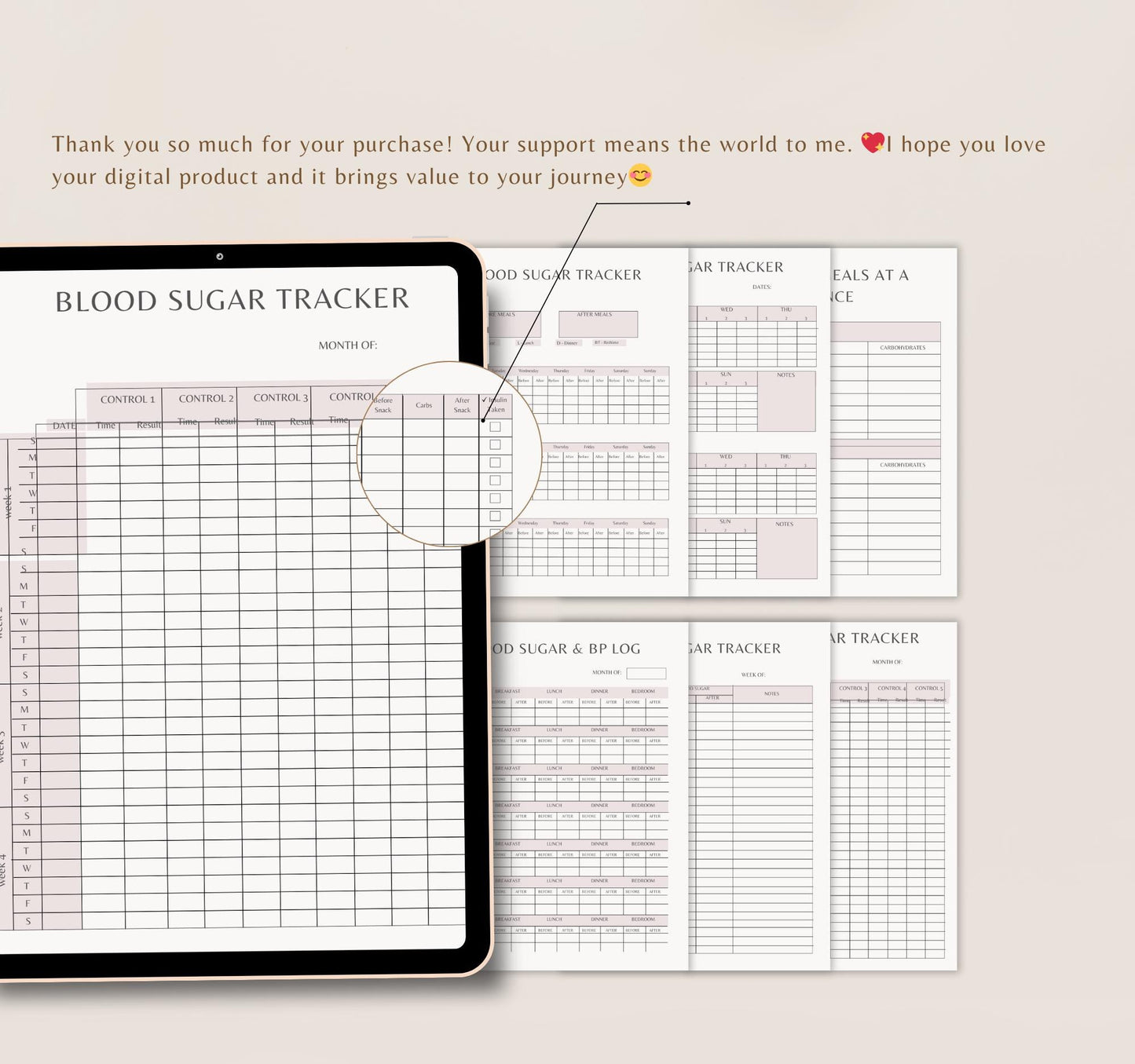 Blood Sugar Planner | Diabetes Logbook, Glucose Tracker & Health Journal PDF Download