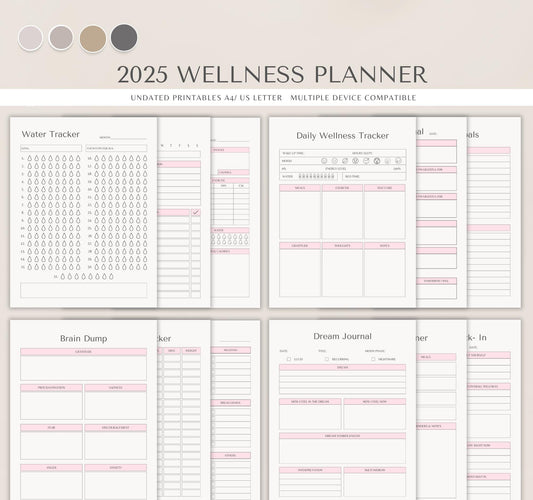Wellness Planner | Self-Care Journal, Habit Tracker, Mental Health & Fitness Organizer PDF Download