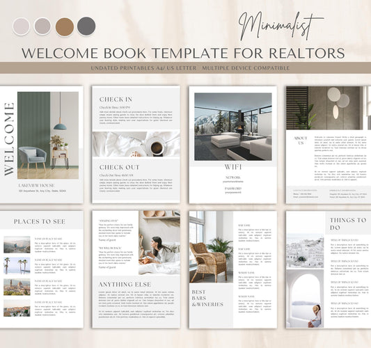 Welcome Book Template for Realtors | Editable Canva Guide for Short-Term Rentals & Vacation Homes