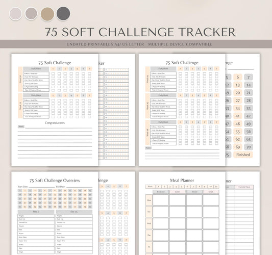 75 Soft Challenge Tracker | Daily Fitness & Wellness Planner, Habit Tracker & Goal Journal PDF Download