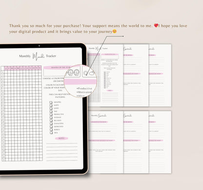 Mood Tracker Journal | Mental Health Log, Anxiety Tracker & Self-Care Diary PDF Download