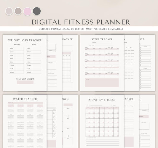 Digital Fitness Planner | Workout Tracker, Meal & Exercise Log, Health & Wellness Journal PDF Download