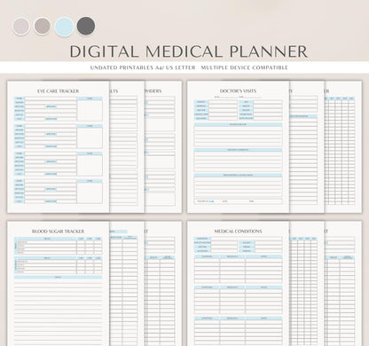 Digital Medical Planner | Health Tracker, Medication Log & Doctor Visit Organizer | Symptom Journal PDF Download