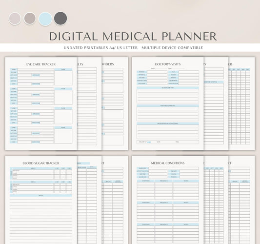 Digital Medical Planner | Health Tracker, Medication Log & Doctor Visit Organizer | Symptom Journal PDF Download