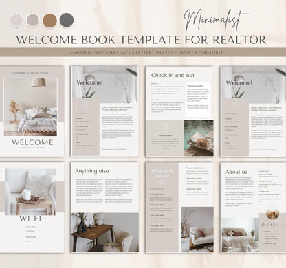 Minimalist Welcome Book Template | Editable Canva Guide for Short-Term Rentals & Vacation Homes