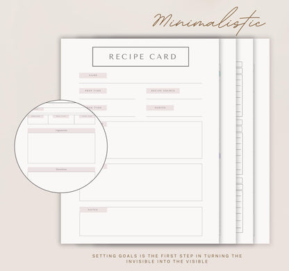 Recipe Card Bundle | Printable & Digital Recipe Organizer, Meal Planner & Kitchen Journal PDF