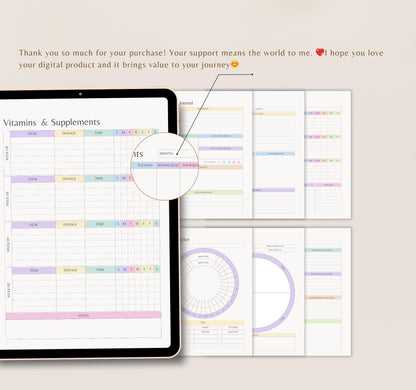 Digital Self-Care Planner | Wellness Journal, Habit Tracker & Mental Health Organizer PDF Download