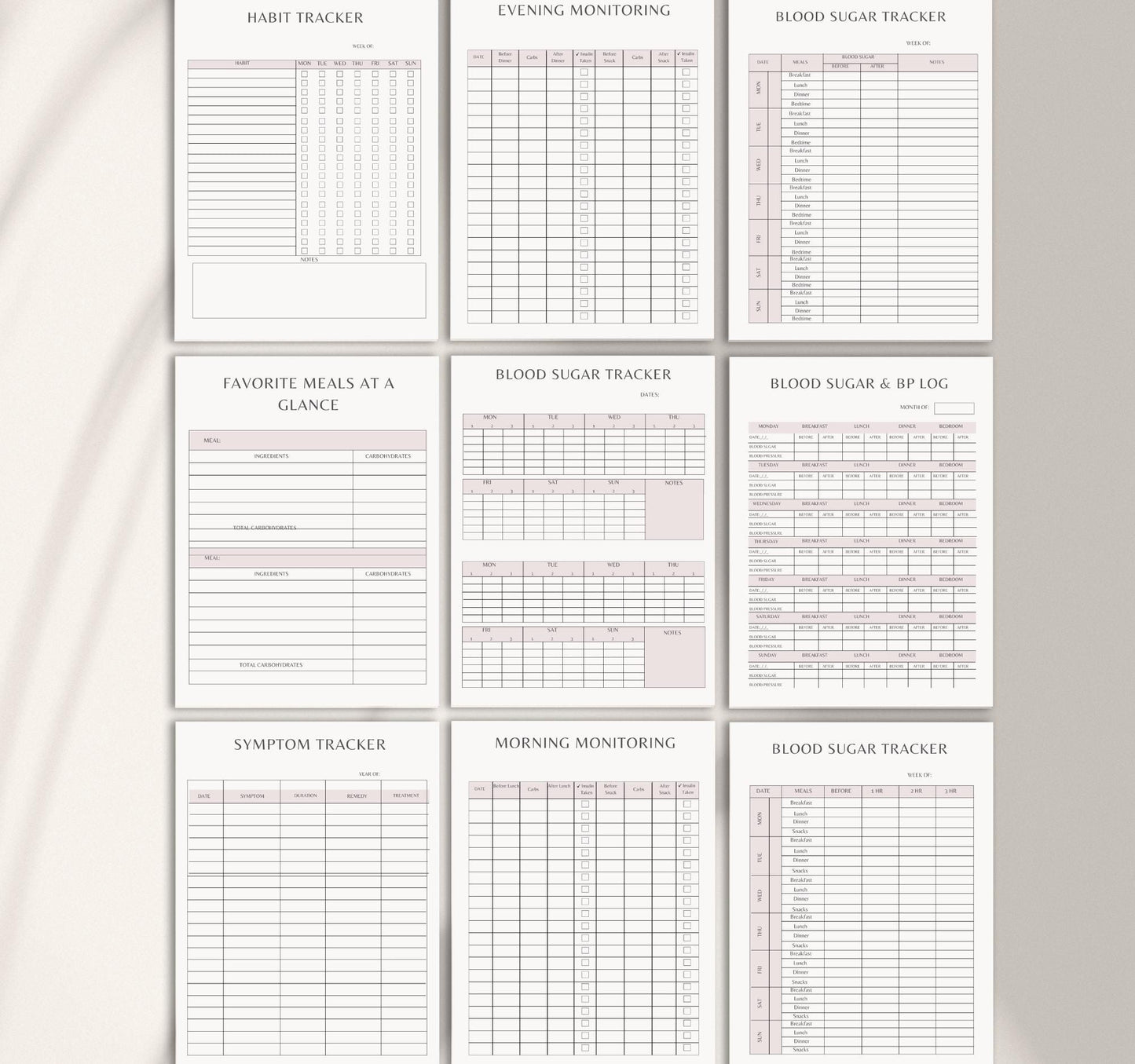 Health & Care Planner Bundle | Medical Log, Blood Sugar Tracker & Wellness Planner | Digital PDF Download
