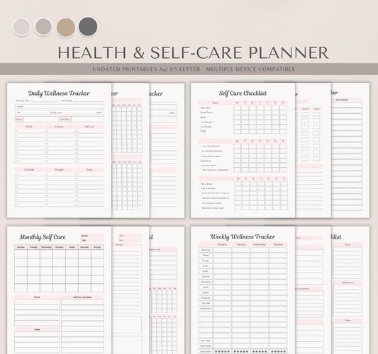 Health & Self-Care Planner | Wellness Journal, Habit Tracker & Mental Health Organizer PDF Download