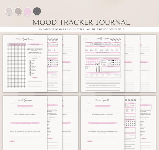 Mood Tracker Journal | Mental Health Log, Anxiety Tracker & Self-Care Diary PDF Download