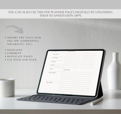 Recipe Card Bundle | Printable & Digital Recipe Organizer, Meal Planner & Kitchen Journal PDF