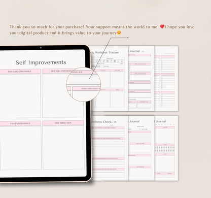 Wellness Planner | Self-Care Journal, Habit Tracker, Mental Health & Fitness Organizer PDF Download
