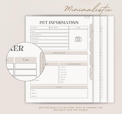 Digital Pet Care Planner | Pet Health & Vet Log Tracker | Daily Care Organizer PDF Download