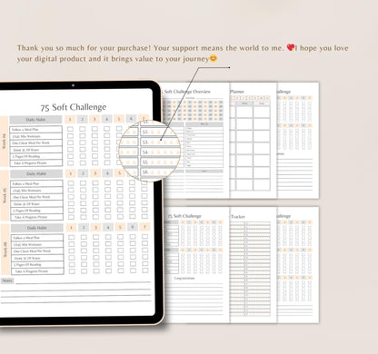 75 Soft Challenge Tracker | Daily Fitness & Wellness Planner, Habit Tracker & Goal Journal PDF Download