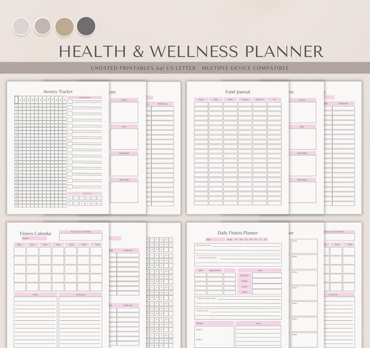 Health & Care Planner Bundle | Medical Log, Blood Sugar Tracker & Wellness Planner | Digital PDF Download