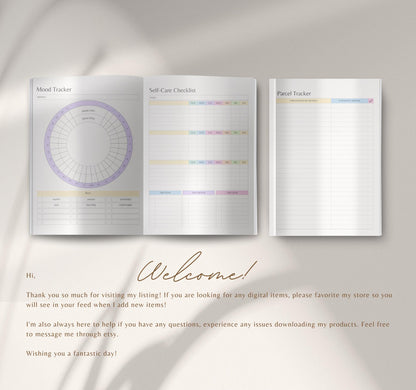 Digital Self-Care Planner | Wellness Journal, Habit Tracker & Mental Health Organizer PDF Download